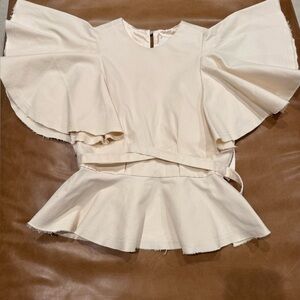 Johanna Ortiz Colombian designer cotton off white top size 4. Beautiful